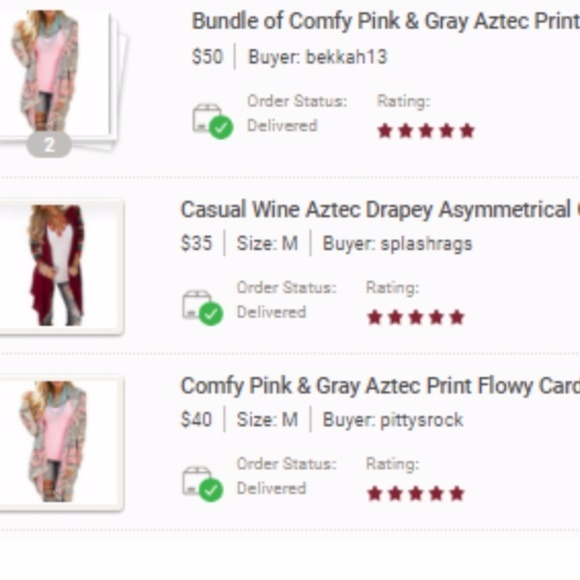 ONE LEFT SZ S. Wine Aztec Asymmetrical Cardigan - Picture 4 of 4