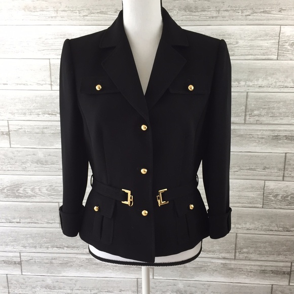Tahari Jackets & Blazers - TAHARI 6 Blazer Suit Jacket Black Gold Hardware Bu