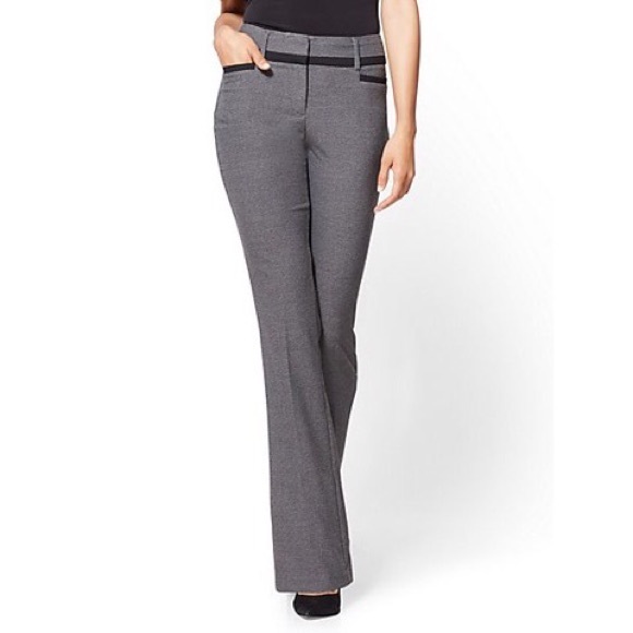 New York and Company Cuffed Flare Gray Work Pants - Picture 2 of 8