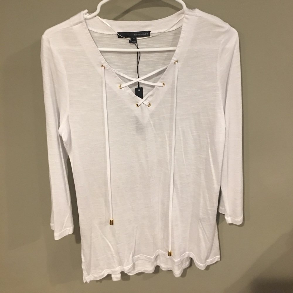 White Tie Up 3/4 Sleeve Top