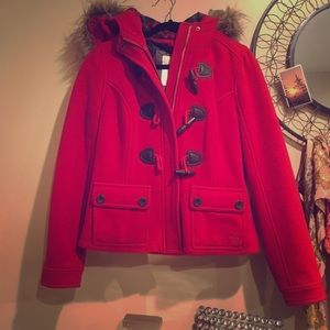 Red Abercrombie & Fitch Pea Coat