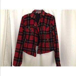 PLAID CROP JACKET COAT PEACOAT BLAZER WINTER FALL
