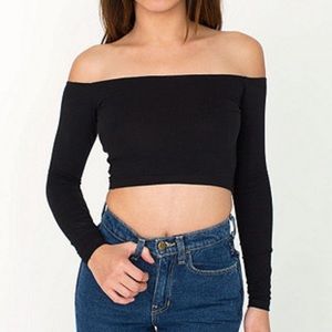 American Apparel Off Shoulder Crop Top