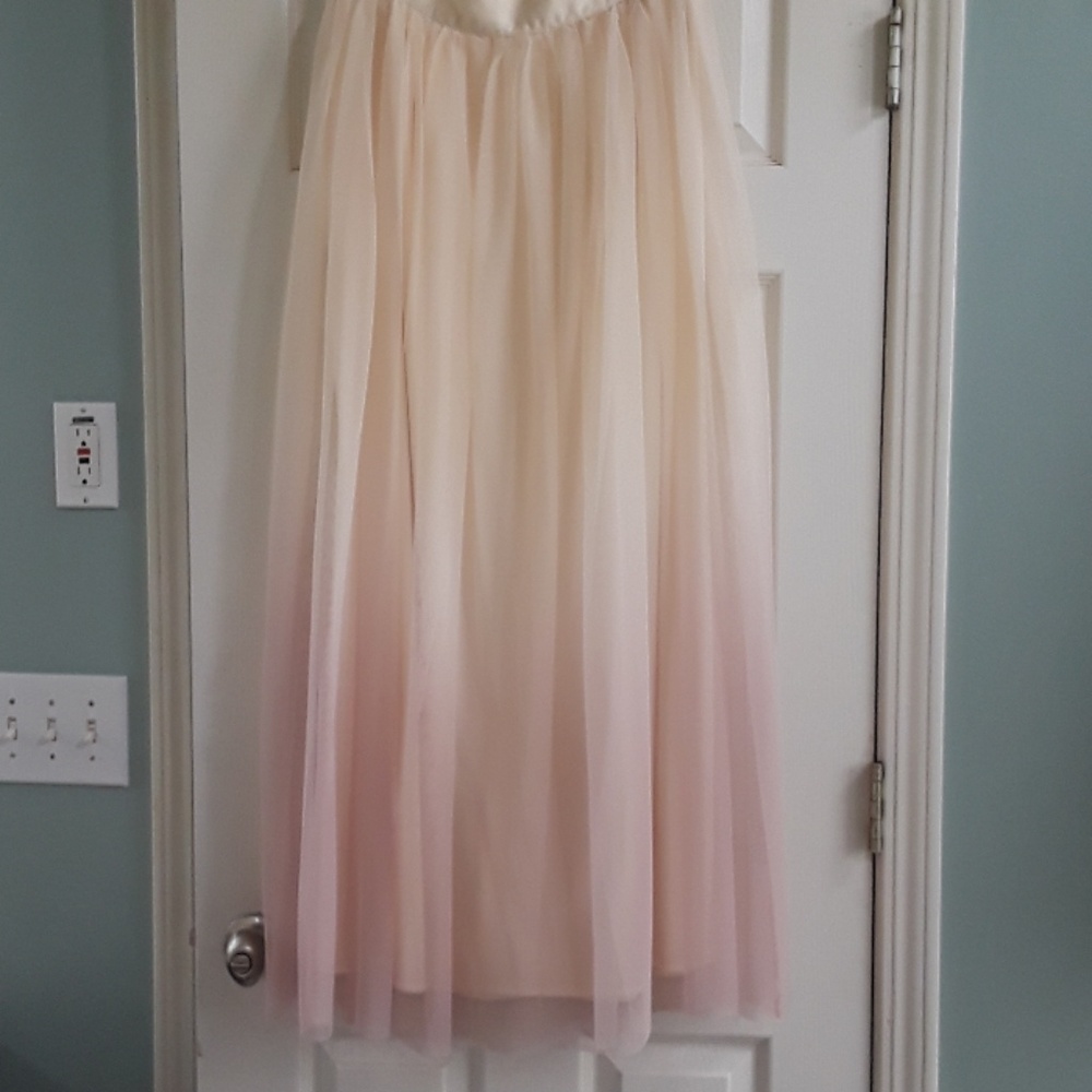 Floor length two layer color fading skirt