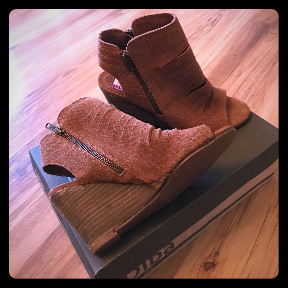 ✨NEW✨Diba | Chestnut Peep Toe Wedge Heels