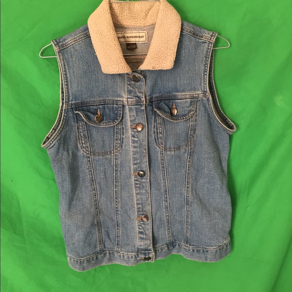 Denim Sherpa vest
