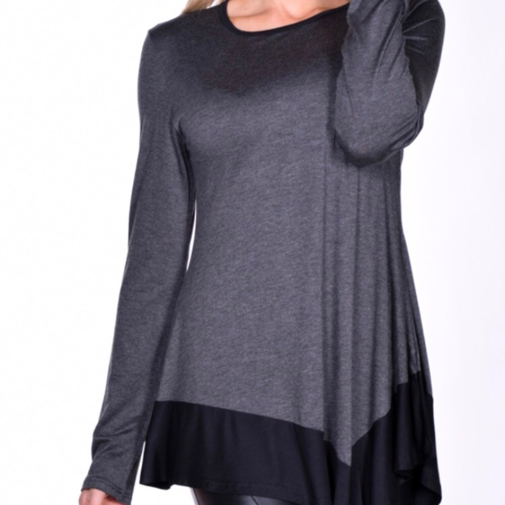 🆕 🇺🇸Handkerchief Tunic - 2Tone - Blk & Gray