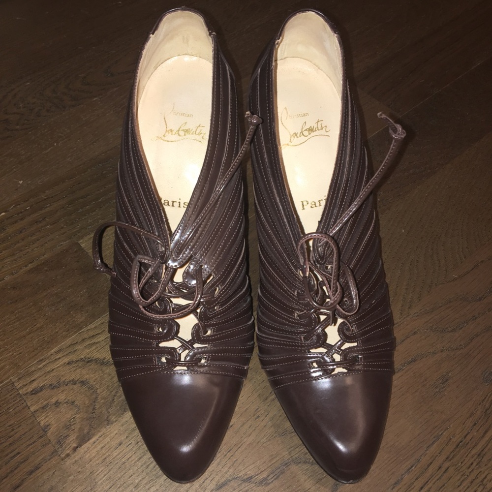 Christian Louboutin Leather Lace Up Bootie