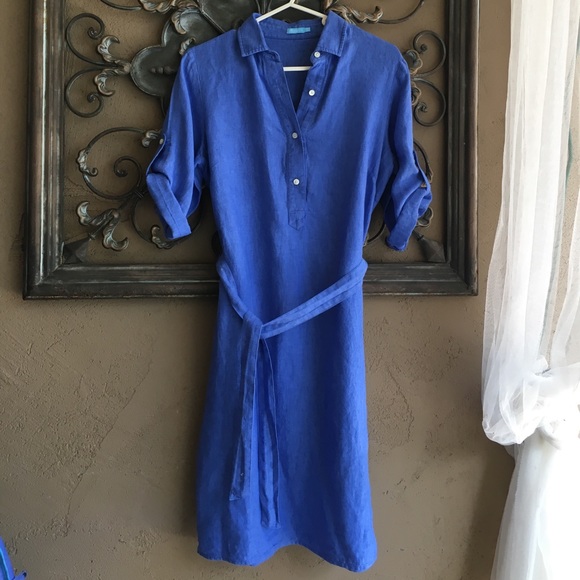 J. McLaughlin Dresses & Skirts - J.McLaughlin Blue Linen Shirt Dress Small