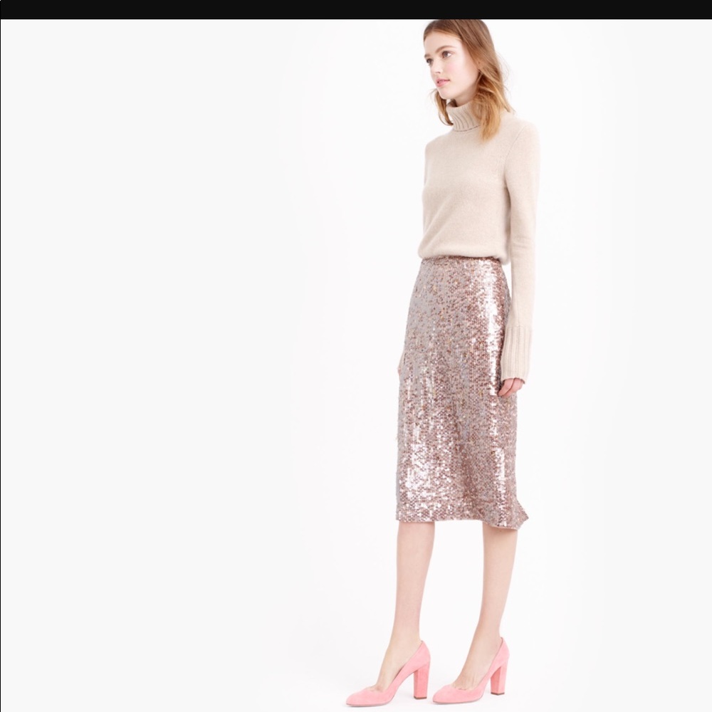 J. Crew Starry Sequin 💖 Sz 00 Pink Pencil skirt