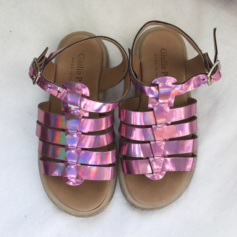 Giulia Palai Italy pink iradescent sandals Eu 26/8