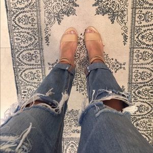 Nine West leather nude strappy wedges