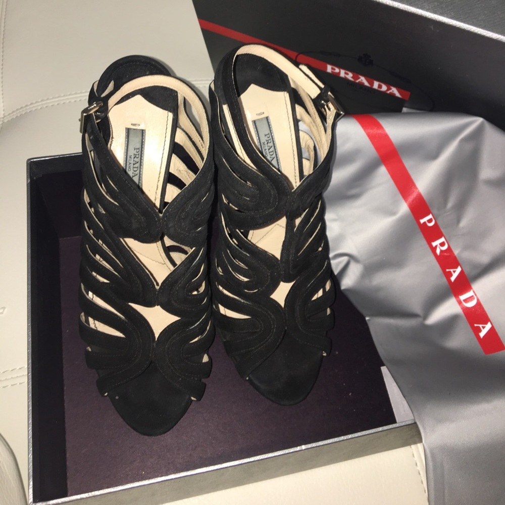 Prada Suede Caged Sandals