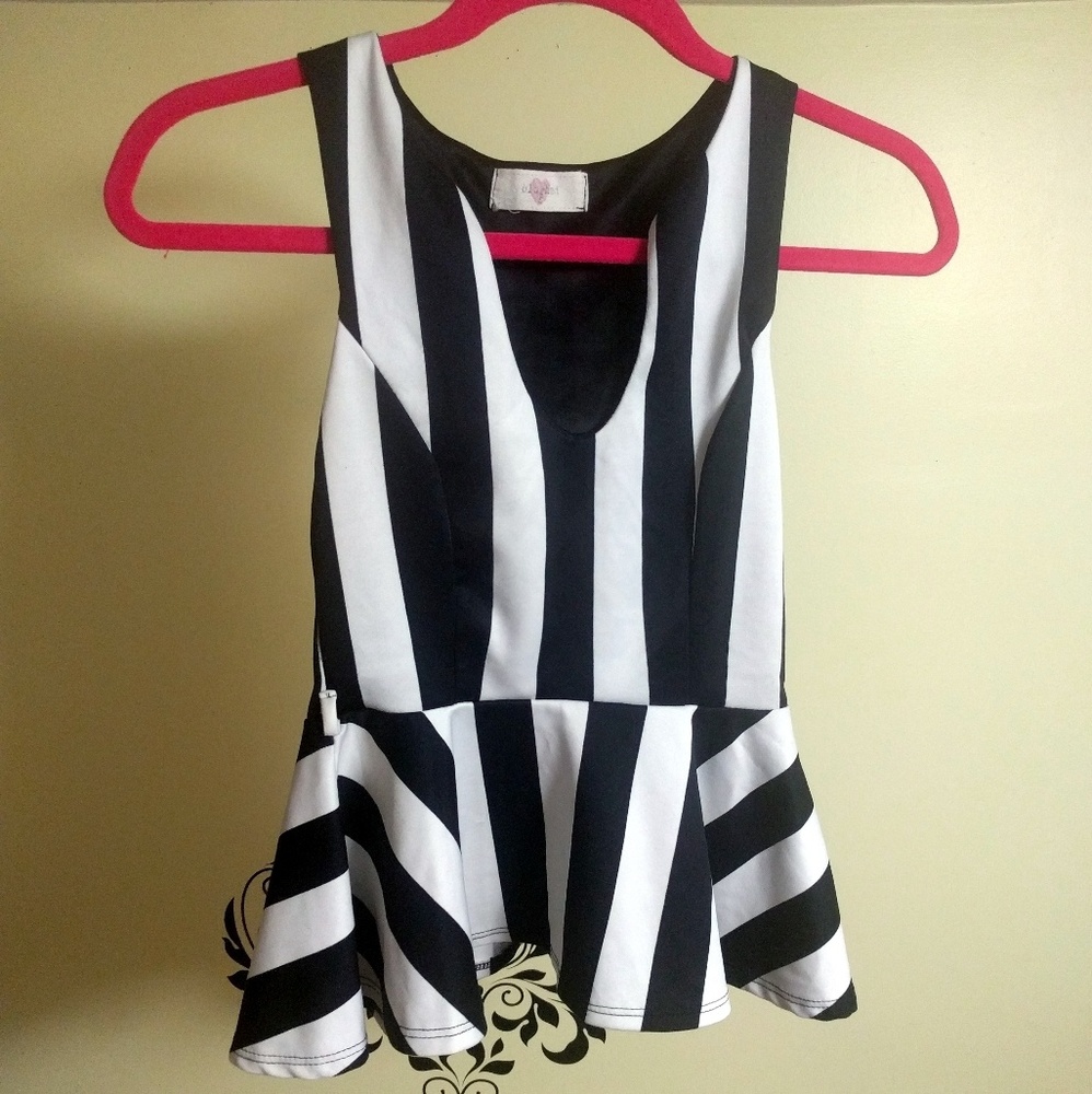 Black & White Stripe Peplum Top