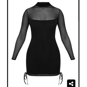 Black mesh bodycon dress