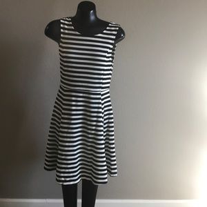 Black and white striped sleeveless dress