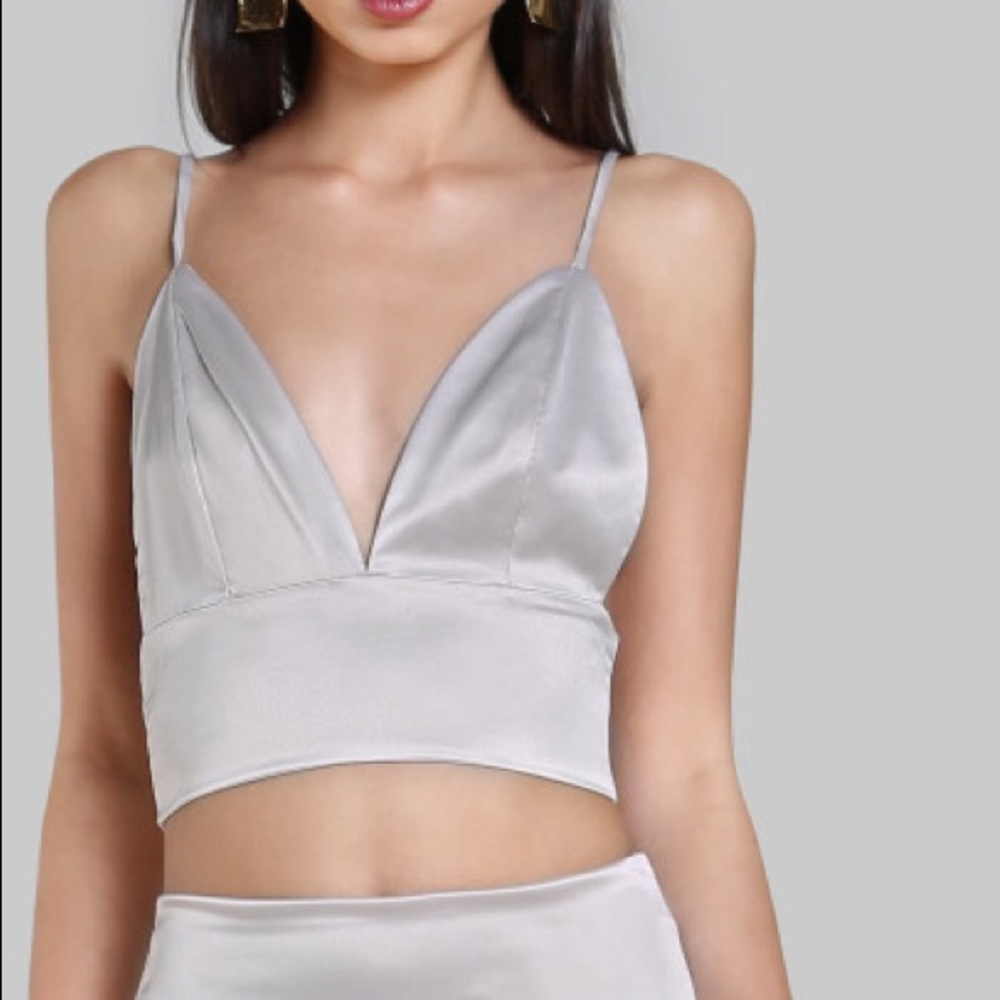 Silver strap crop top - XS/S