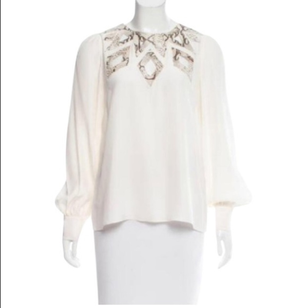 Parker Ivory Snake Cut Out Silk Blouse Top Revolve