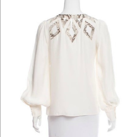 Parker Ivory Snake Cut Out Silk Blouse Top Revolve - Picture 2 of 4