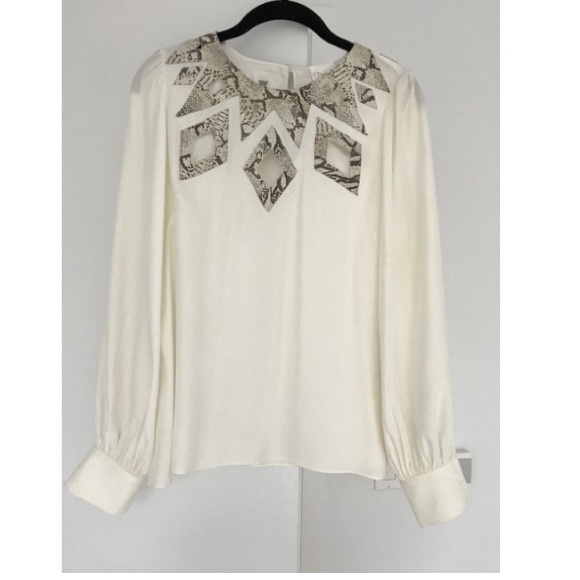 Parker Ivory Snake Cut Out Silk Blouse Top Revolve - Picture 4 of 4