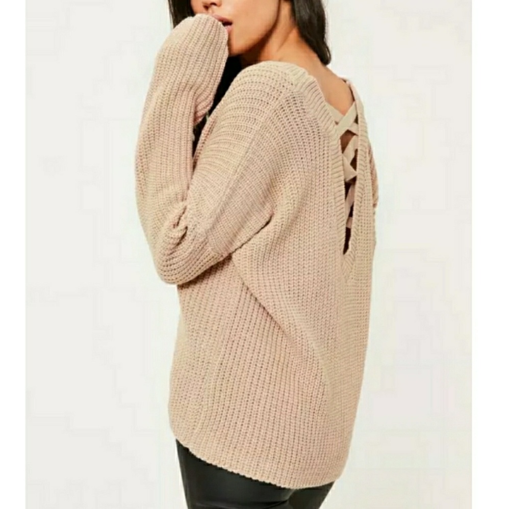 *NWT* Missguided Camel lace up back knitted jumper