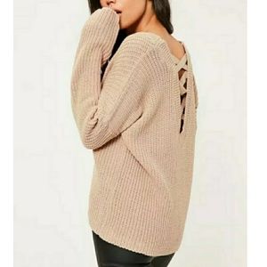 *NWT* Missguided Camel lace up back knitted jumper