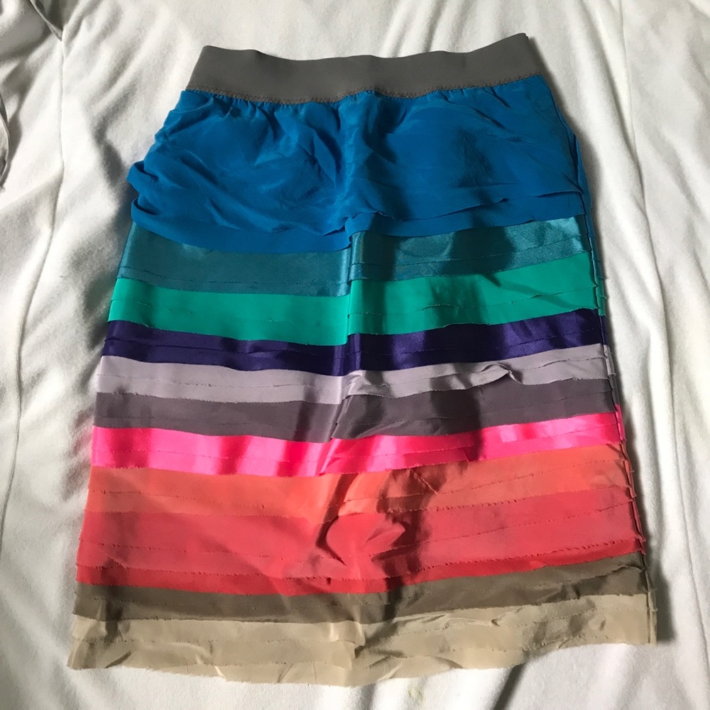 Wink multi colored 100% silk tiered skirt