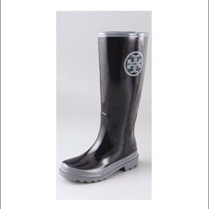 Tory Burch logo rain boots