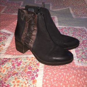 Black and brown leather booties