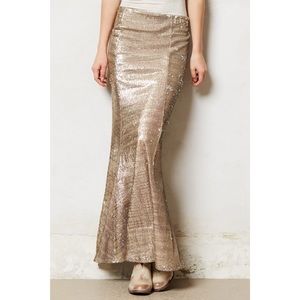 NWT Anthropologie gold sequin maxi