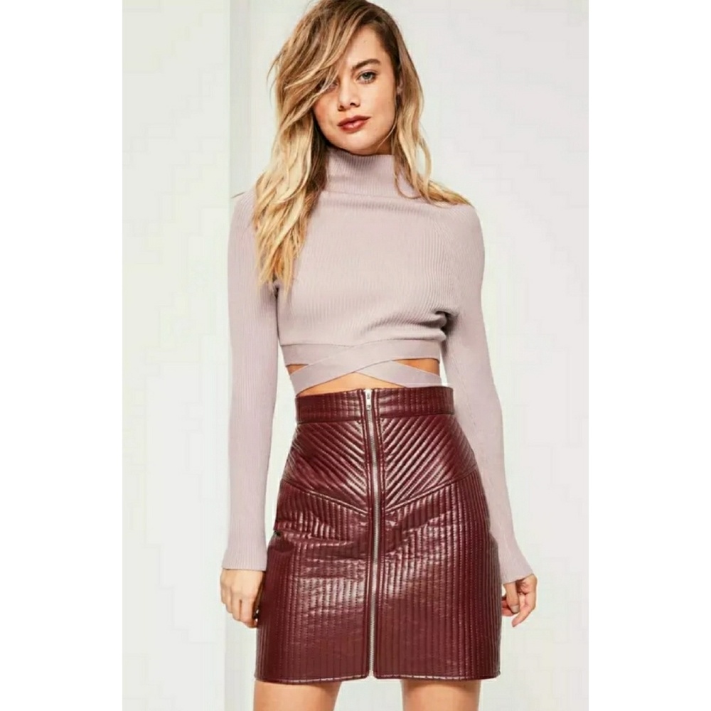 *NWT* Missguided Purple cropped tie waist jumper
