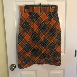 Anthropologie orange wool pencil skirt