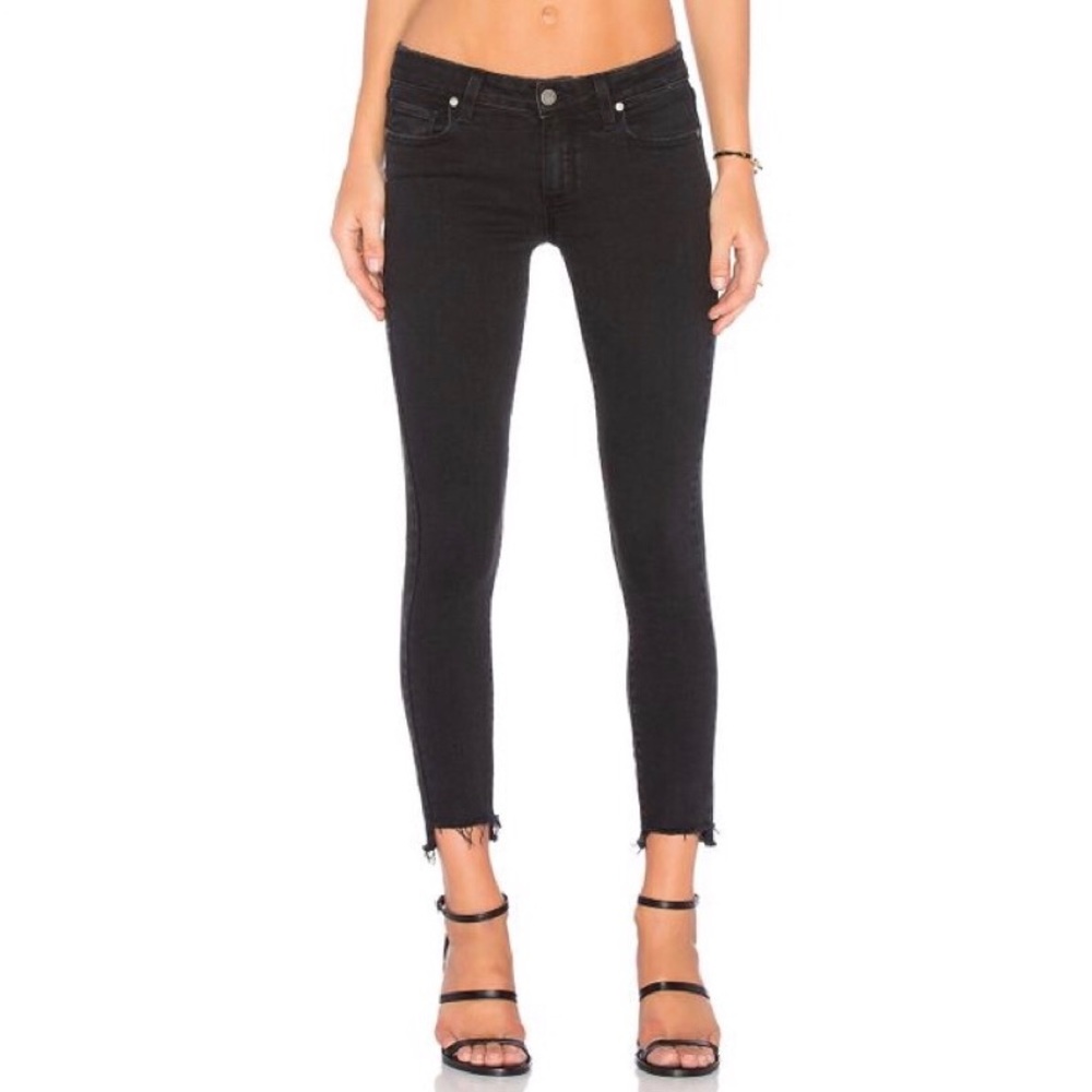 Paige Black Undone Hem Skinny Jeans