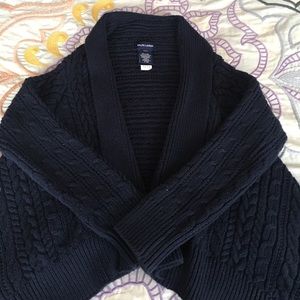 Girls navy cable knit sweater.
