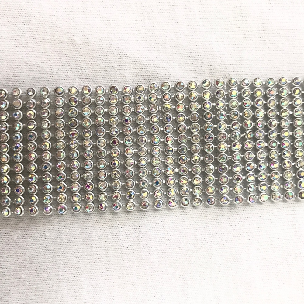 Silver Rhinestone Thick Choker Necklace - Picture 3 of 3