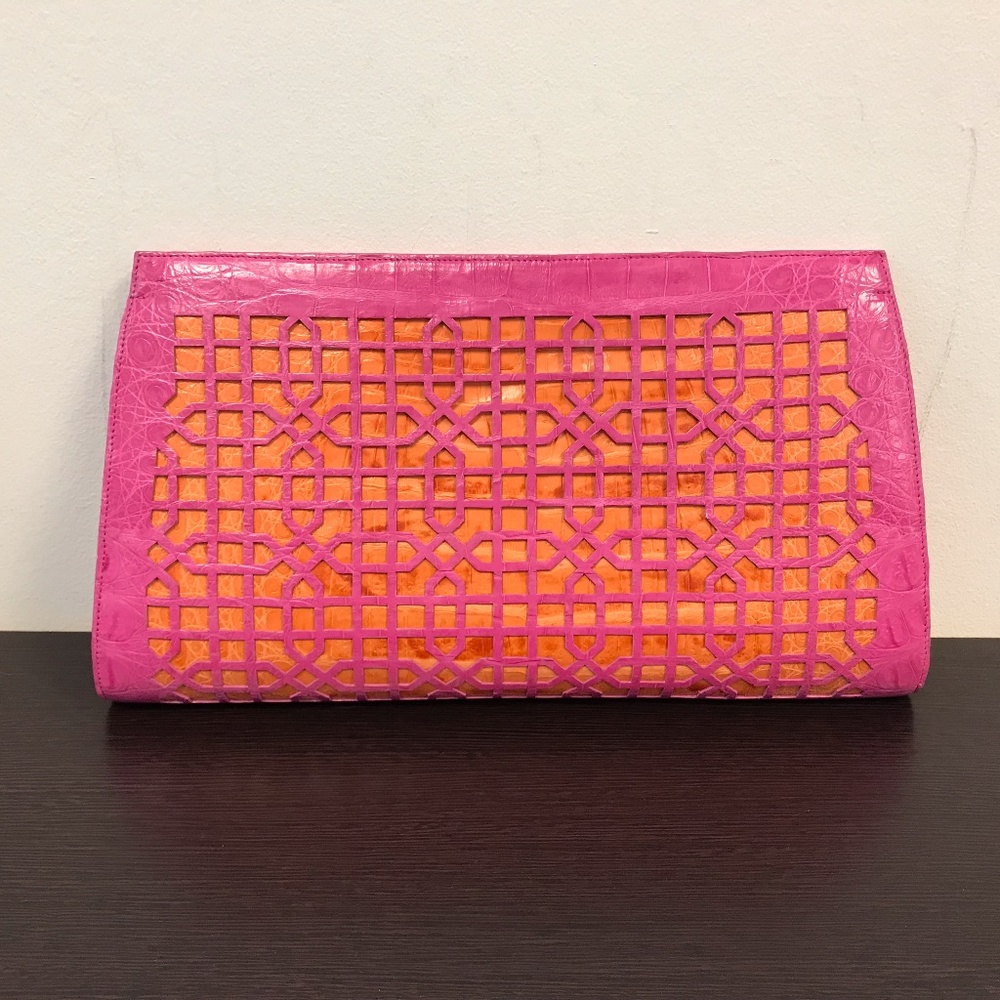 NANCY GONZALEZ Crocodile Curved Clutch