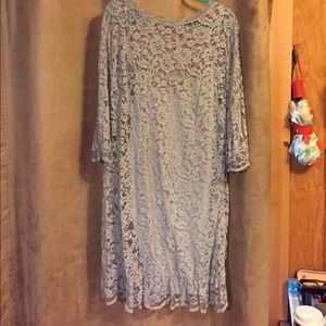 Light Periwinkle ruffled sleeve lace dress