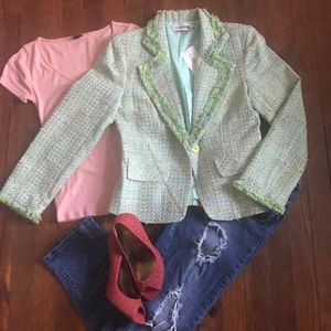Chanel Style Multicolored Tweed Blazer