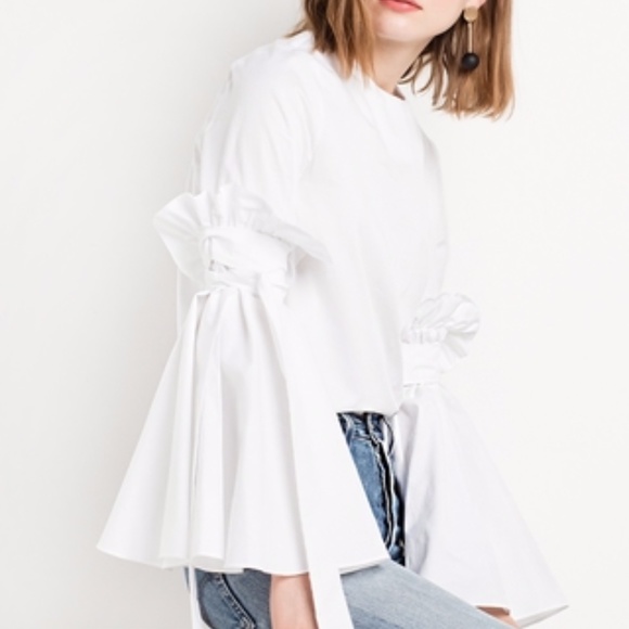 Pixie Market Bella Tie Bell Sleeve Top - Picture 2 of 5