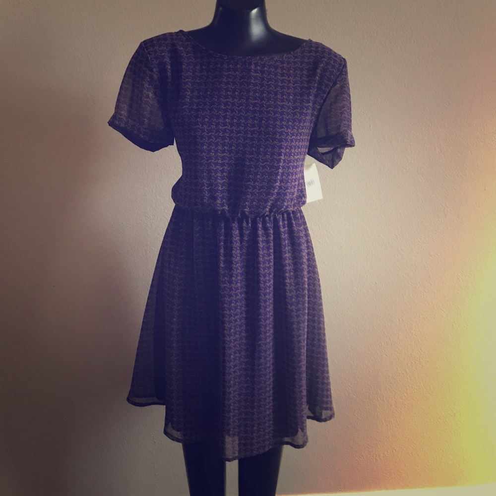 Purple and gold patterned dress