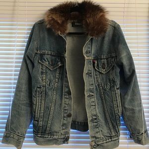 Denin faux fur jacket