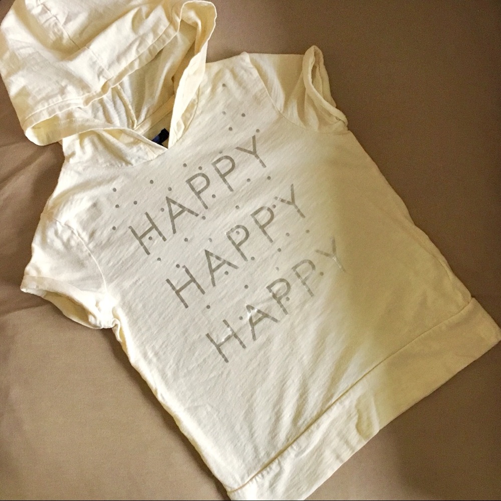 GAP Kids light yellow HAPPY Shirt with Hoodie