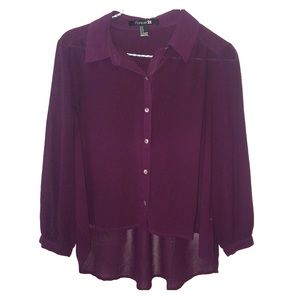 Purple button-down blouse forever 21