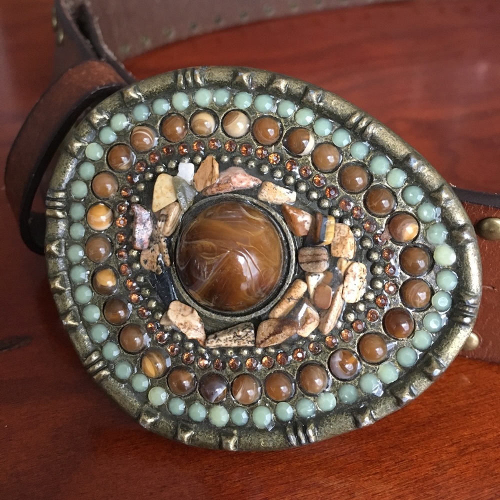 Boho Stone Leather Belt