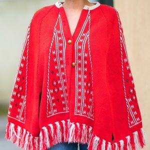 True Vintage Poncho Retro Red