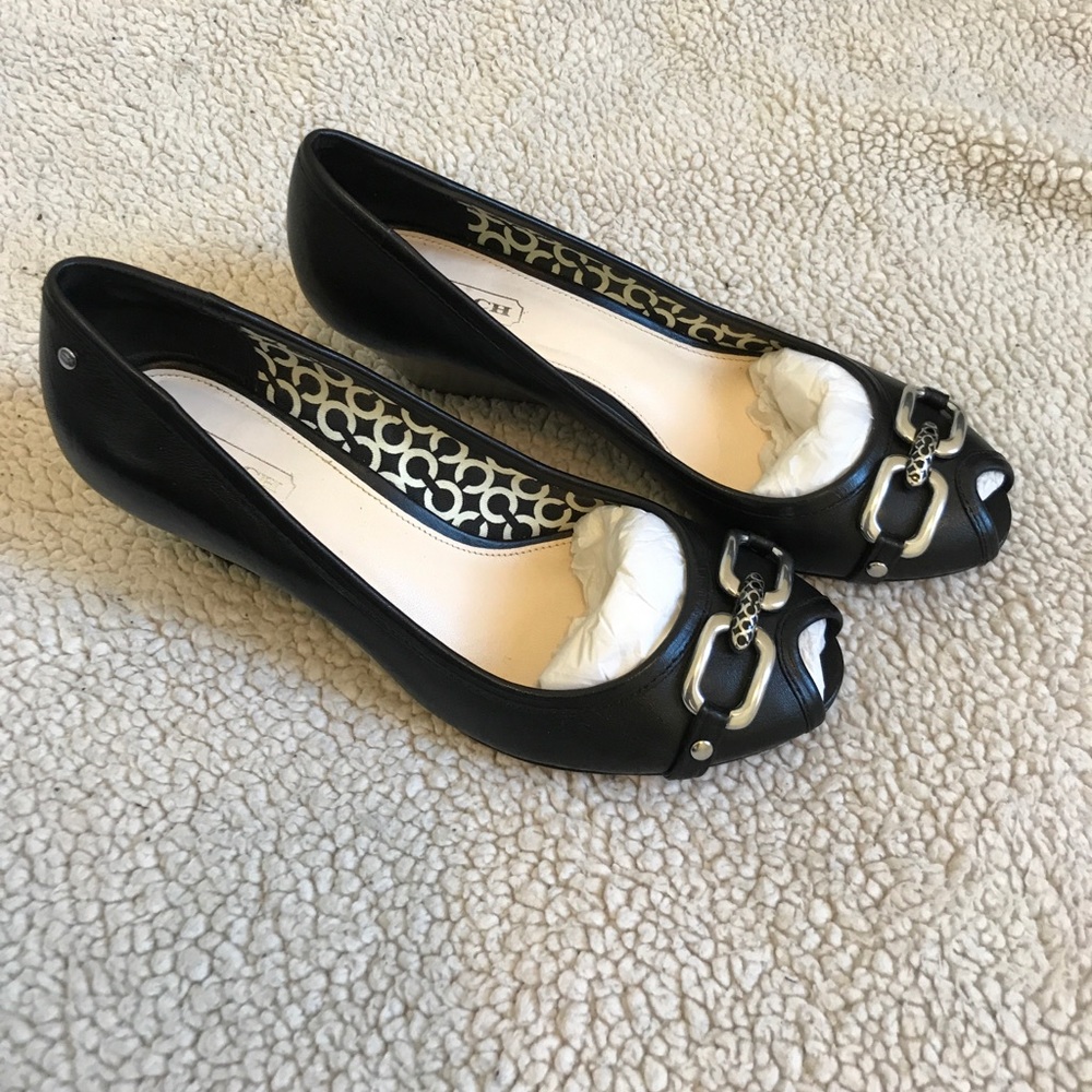 Coach black wedge heel size 6.5