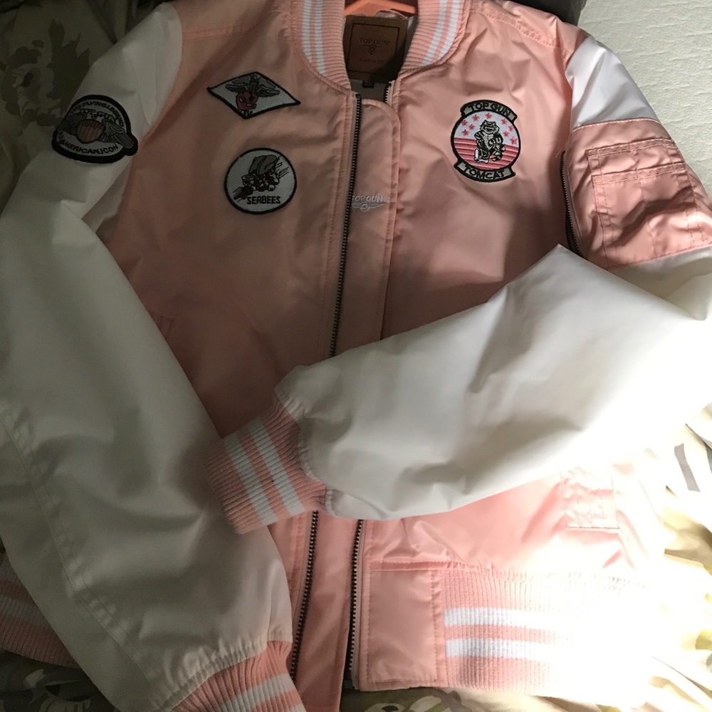 Top gun pink and white bomber jacket