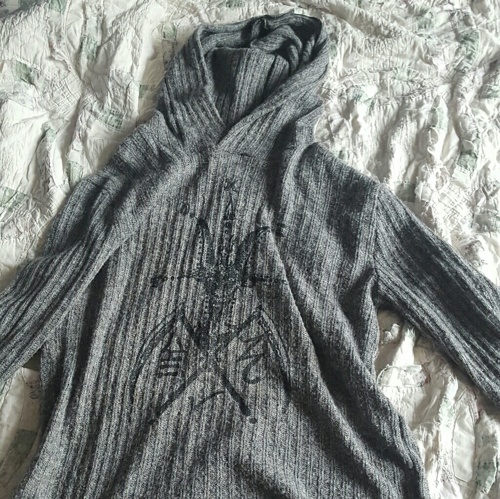 Toxic Vision Grey Knitted Hoodia Sweater Tunic