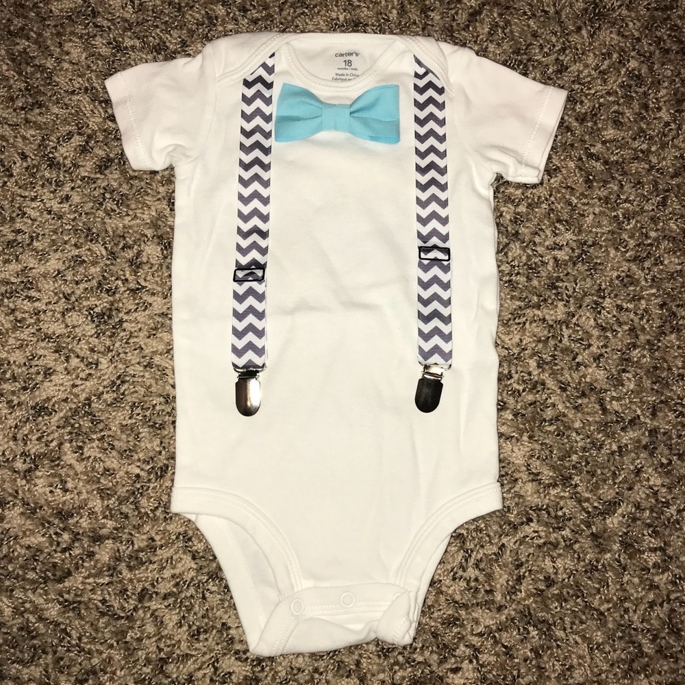 Boys bow tie and suspenders outfit