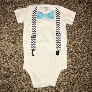 Boys bow tie and suspenders outfit